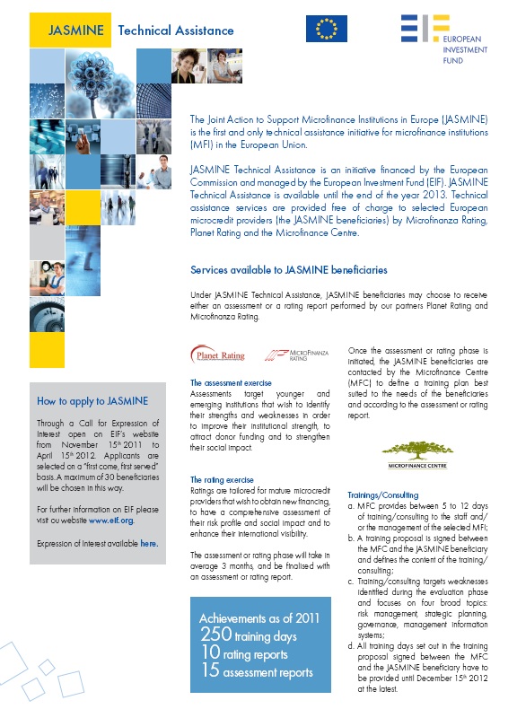 For microfinance institutions and banks: JASMINE leaflet 